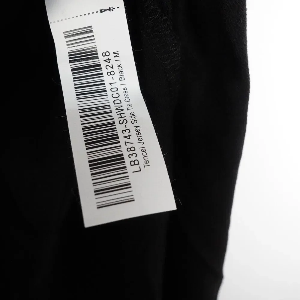 New Quince Black Tencel Jersey Side Tie Dress Midi Wrap Women’s Medium Soft